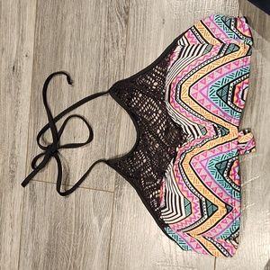 EUC Amica Women's sz S/CH Swimsuit Top only w/tie around neck & back